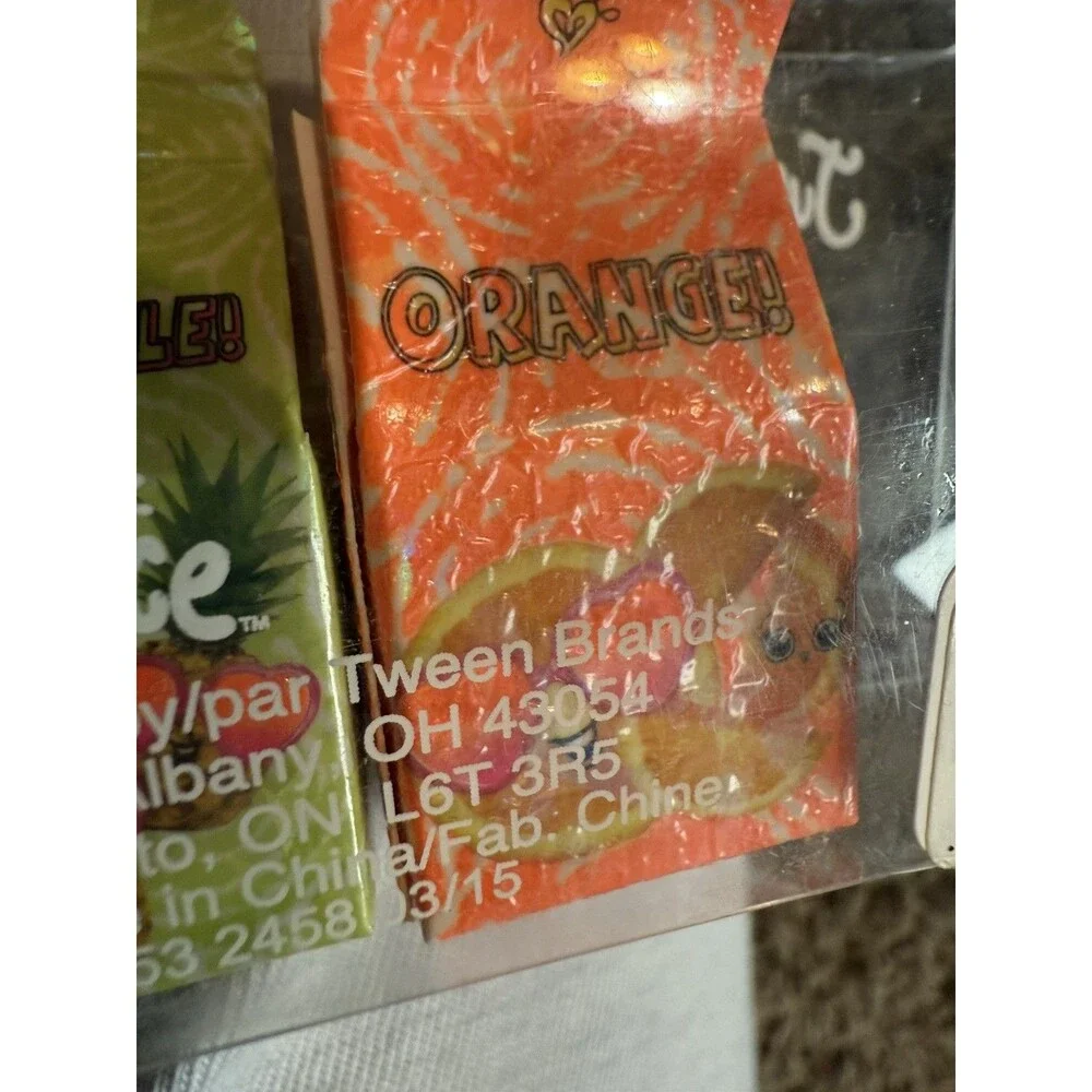 Justice New Fruit Scented Erasers Four Fun Fruit Flavors lemon orange pineapple